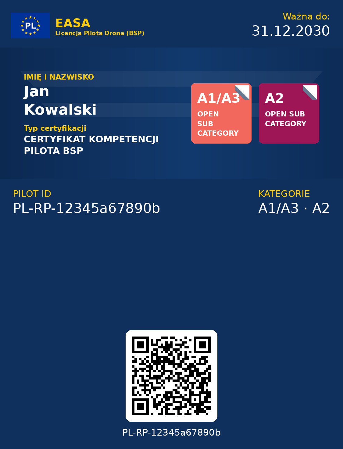 Apple Wallet — drone pilot card